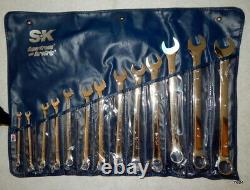 13 Pieces S-K Suregrip 6-Point Chrome SAE Combination Wrench Set with Case