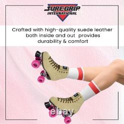 1300 Tan Suede Outdoor Roller Skates Retro Boots with Durable Suede Leather