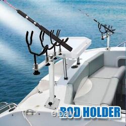 2PCS Fishing Pole Holder Aluminum Rod Pod Sure Grip Boat Steel PVC Coated Wire