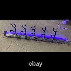 5 Link Fishing Sure Grip Steel Rod Holder Rest with Mounting Base LED Blue Light