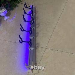 5 Link Fishing Sure Grip Steel Rod Holder Rest with Mounting Base LED Blue Light