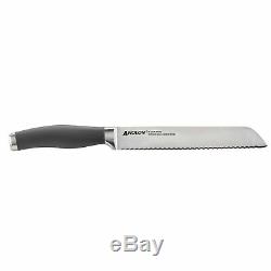 Anolon SureGrip 17-Piece Japanese Stainless Steel Knife Block Set, Gray