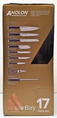 Anolon SureGrip Cutlery Japanese Stainless Steel 17-Piece Knife Set