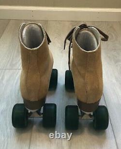 Antique SUEDE Sure-Grip Roller Skates Size 8 in PERFECT CONDITION Made in USA
