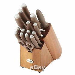 BRAND NEW Anolon SureGrip 17 Pc Japanese Stainless Steel Knife Block Set Bronze