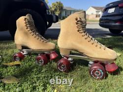BUNDLE 1970s Calf Suede/wool SureGrip Roller skates and Lizzie Armato 187 Pads