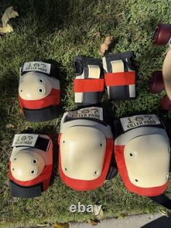 BUNDLE 1970s Calf Suede/wool SureGrip Roller skates and Lizzie Armato 187 Pads