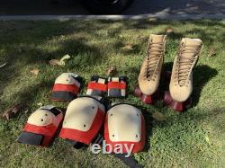 BUNDLE 1970s Calf Suede/wool SureGrip Roller skates and Lizzie Armato 187 Pads
