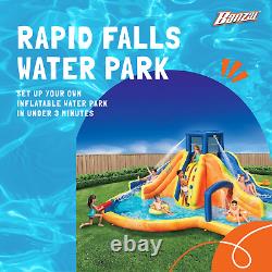 Banzai Rapid Falls Dual Slides Outdoor Water Park Climbing Rope Lagoon, Ages 5+