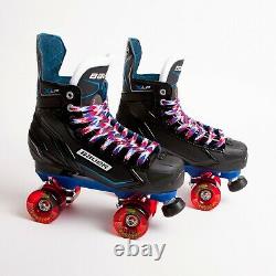 Bauer X-LP Quad Roller Skates Blue Sure-Grip Rock Plate Quantum Wheels