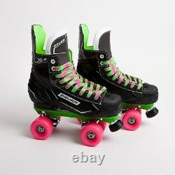 Bauer X-LS Quad Roller Skates Green Sure-Grip Rock Plate Airwave Wheels