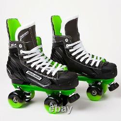 Bauer X-LS Quad Roller Skates Green Sure-Grip Rock Plate Sims Street Wheels