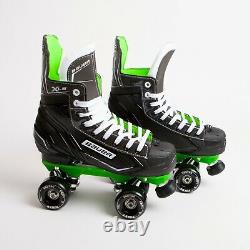 Bauer X-LS Quad Roller Skates Green Sure-Grip Rock Plate Ventro Wheels