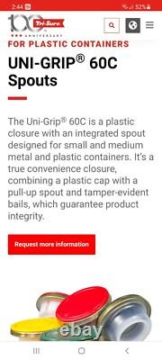 Case of 500 Tri-Sure Uni-Grip Pro-Blue lids with crimp on spout closures. NEW