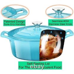 Cast Iron Enameled Dutch Oven With Sure-Grip Handles Searing Baking & Roasting New