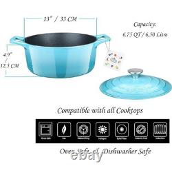 Cast Iron Enameled Dutch Oven With Sure-Grip Handles Searing Baking & Roasting New