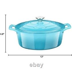 Cast Iron Enameled Dutch Oven With Sure-Grip Handles Searing Baking & Roasting New