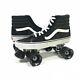 Custom Vans Sk8-hi Black White Roller Skates Mens Size 10.5 Sure Grip Plates