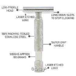 Executive Shaving Outlaw Sure Grip Handle Stainless Steel DE Razor