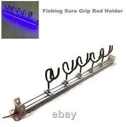 Fishing Sure Grip Steel Boat Rod Holder Rests with Mounting Base LED Blue Light