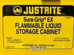 Justrite 890420 Sure-Grip EX Countertop Yellow Flammable Cabinet New Open Box