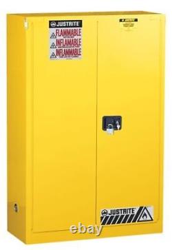 Justrite 894520 Sure-Grip Ex Flammable Safety Cabinet, 45 Gal, Yellow