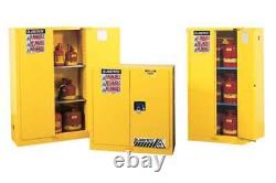 Justrite 894520 Sure-Grip Ex Flammable Safety Cabinet, 45 Gal, Yellow