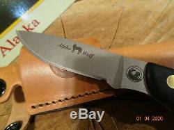 Knives Of Alaska Model345fg Alpha Wolf S30v Blade Suregrip Handle Leather Sheath