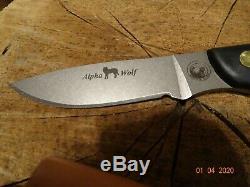 Knives Of Alaska Model345fg Alpha Wolf S30v Blade Suregrip Handle Leather Sheath