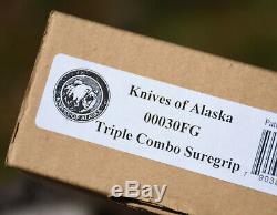 Knives of Alaska Knife Triple Combo Suregrip #00030FG NIB D2 Steel Tool Combo