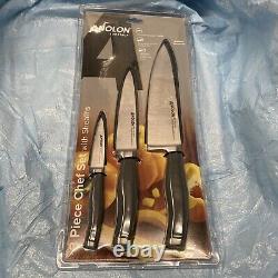 NEW ANOLON SUREGRIP 3PC JAPANESE FORGED HIGH CARBON SS CHEF KNIFE SET With SHEATHS