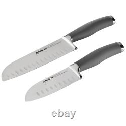 New Anolon Suregrip Japanese Stainless Steel Santoku 2-pc Knife Set With Sheaths