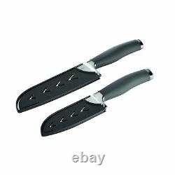 New Anolon Suregrip Japanese Stainless Steel Santoku 2-pc Knife Set With Sheaths