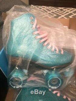 New Blue Sure Grip Stardust Size Ladies 8 Roller Skate with Outdoor Wheels