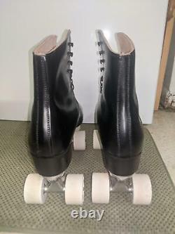 New VINTAGE RIEDELL ROLLER SKATES MEN'S 9-1/2 SURE-GRIP plates White wheels