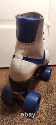 Nike Quad Roller Skate 10 Women White Leather Blue Vintage Bag 1970's Sure Grip