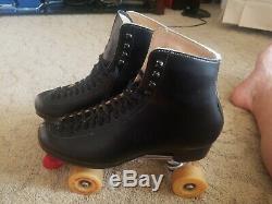 Riddell USA Made Sz. 12 Leather Sure Grip Competitor 8L Quad Roller Skates