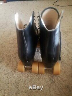 Riddell USA Made Sz. 12 Leather Sure Grip Competitor 8L Quad Roller Skates