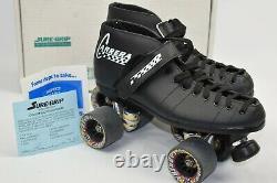 Riedell Carrera Speed Roller Skates Mens 10 Black Sure Grip Custom Built NIB