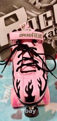Roller Speed Skate Unisex Sure Grip Rock Embroidered Flames Sz Men 10/ Woman 11