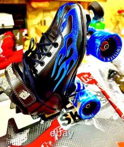 Roller Speed Skate Unisex Sure Grip Rock Embroidered Flames Sz Men 8 / Woman 9