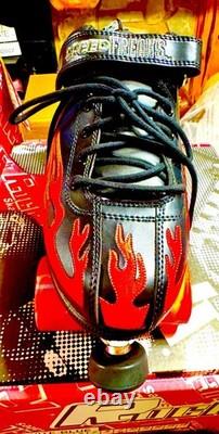 Roller Speed Skate Unisex Sure Grip Rock Embroidered Flames Sz Men 8 / Woman 9