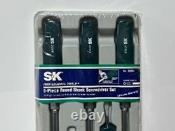 S-K Tools USA 6pc SureGrip Round Shank Slotted Screwdriver Set No. 86004 NOS