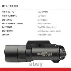 Sure Fire X300T-B Turbo Black Weapon Light High Output LED Bundle 650 Lumens