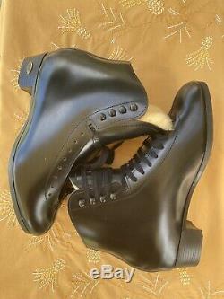 Sure Grip 93 Mens Size 7.5 Black Leather Artistic Skate Boots Shearling Tongue