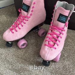 Sure-Grip Boardwalk Outdoor Quad Pink Suede Roller Skates Women's 10 Men's 9