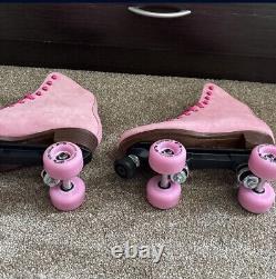 Sure-Grip Boardwalk Outdoor Quad Pink Suede Roller Skates Women's 10 Men's 9