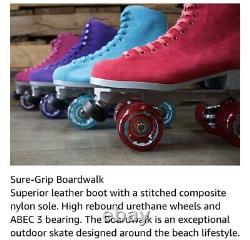 Sure Grip Boardwalk Outdoor Roller Skates, Red Suede, Womens Size 7-7.5