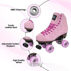 Sure-Grip Boardwalk Unisex Outdoor Roller Skates Retro Boots with Suede Lea