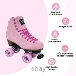 Sure-Grip Boardwalk Unisex Outdoor Roller Skates Retro Boots with Suede Lea